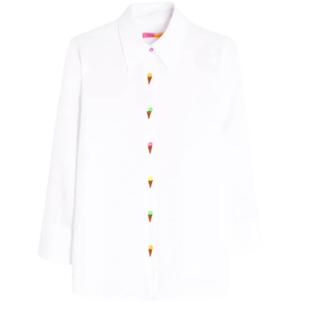 Vilagallo White Embroidered Ice Cream Shirt